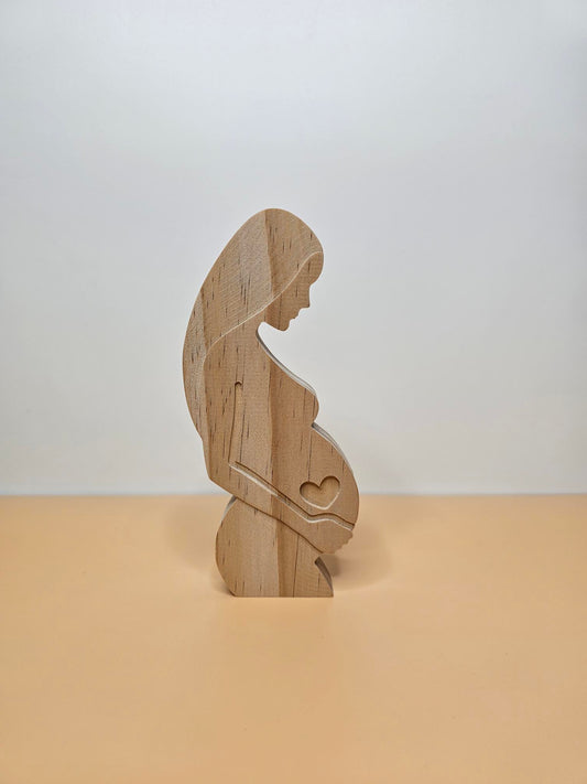 Wooden Pregnancy Statue