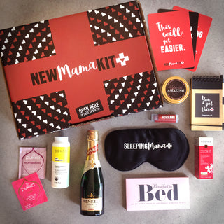 Opening a New Mama Kit Gift Hamper. Silk eye mask, foot rub for New Mum, Best pregnancy gifts, maternity leave gifts, Gift Hampers Sydney, Brisbane New Mum gift, Melbourne gift hampers, Gifts delivered to maternity ward, Best hampers for New Mums