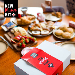Opening a New Mama Kit Gift Hamper. Silk eye mask, foot rub for New Mum, Best pregnancy gifts, maternity leave gifts, Gift Hampers Sydney, Brisbane New Mum gift, Melbourne gift hampers, Gifts delivered to maternity ward, Best hampers for New Mums